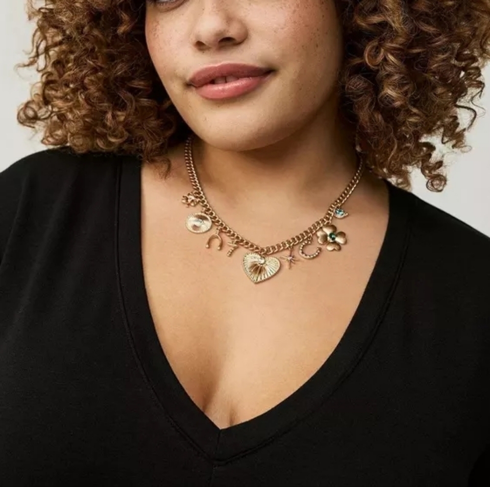 Torrid • Gold Tone Lucky Me Charm Necklace